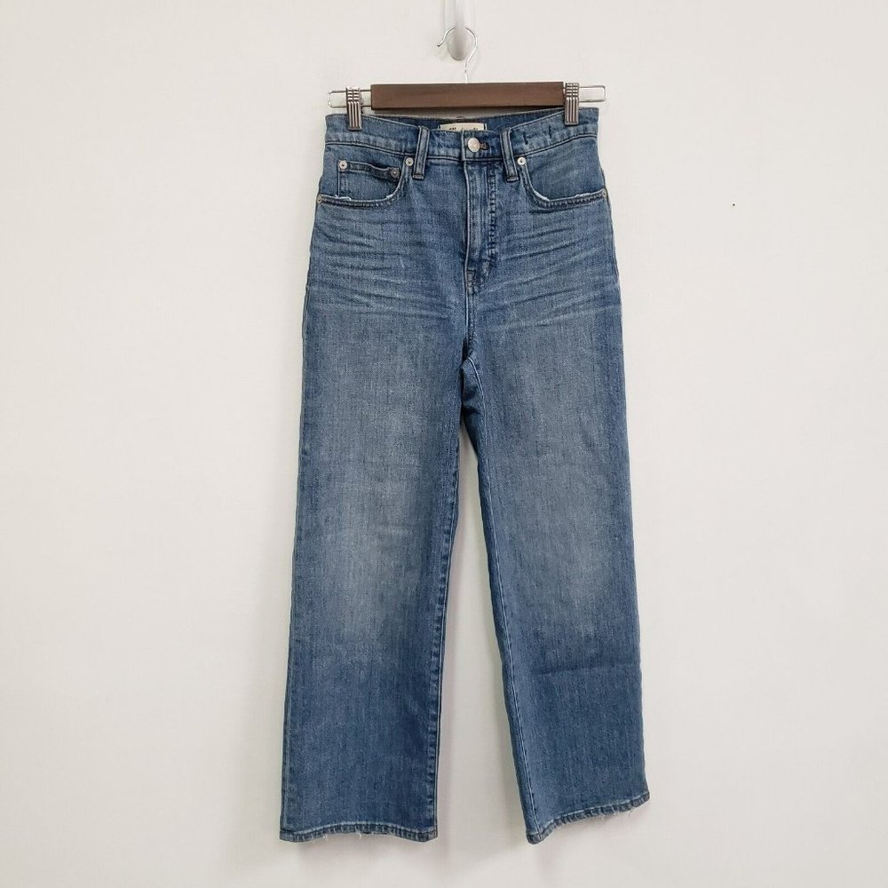 Madewell Womens Slim Wide Leg Crop Jeans Size 25 Blue Medium Wash High Rise